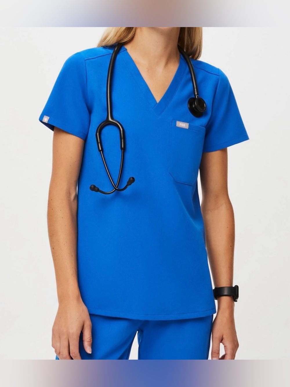 FIGS Royal Blue Catarina Short Sleeve Scrub Top